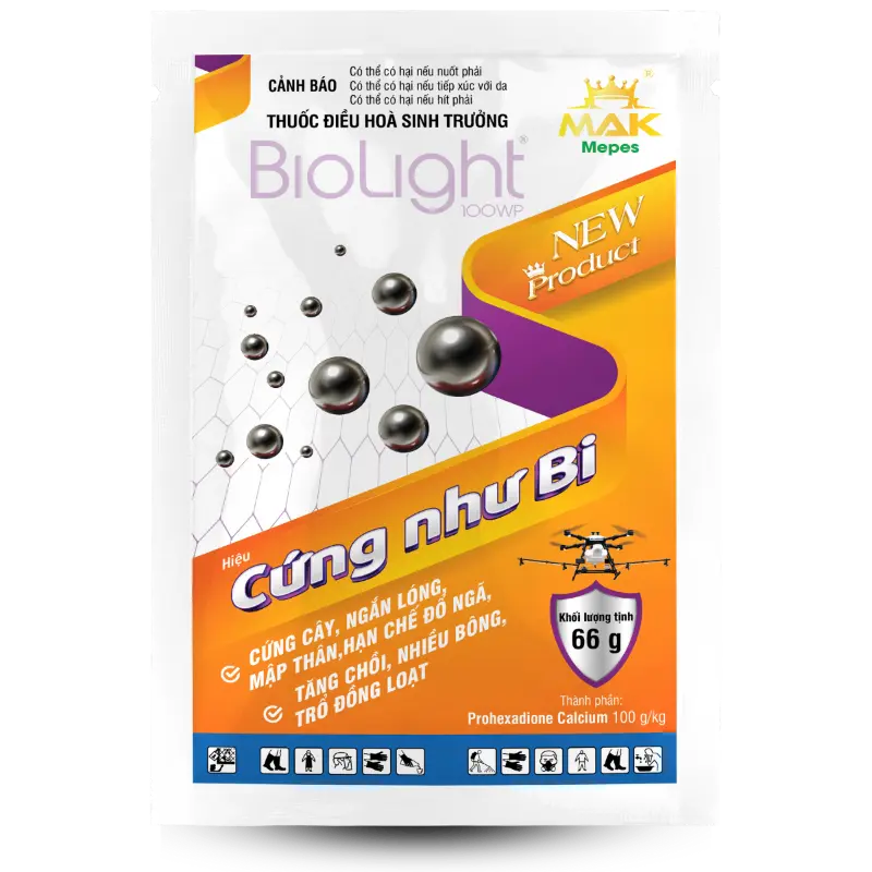 Thuốc điều hòa sinh trưởng CỨNG NHƯ BI - BIOLIGHT 100WP chứa hoạt chất Prohexadione Calcium