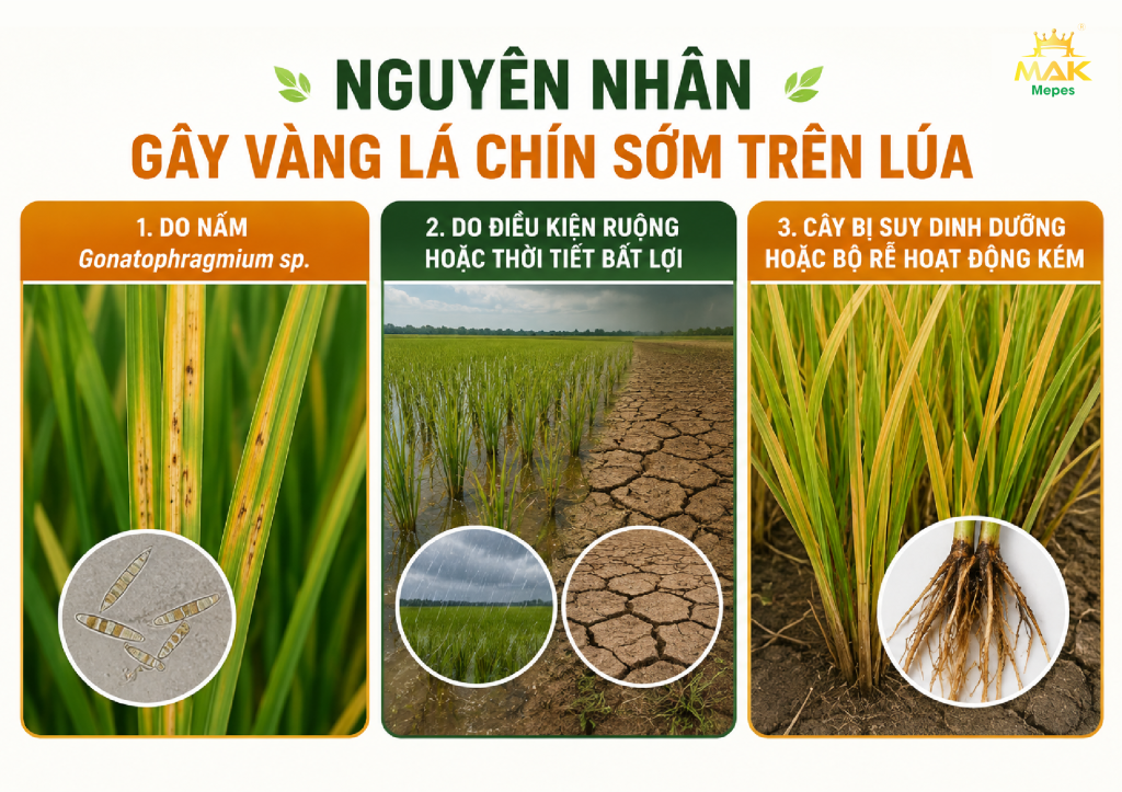Nguyên nhân gây vàng lá chín sớm trên lúa