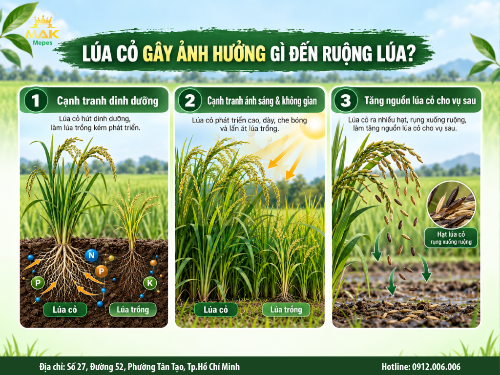 Không diệt lúa cỏ sớm ngay từ đầu vụ sẽ gây ảnh hưởng gì đến ruộng lúa trồng
